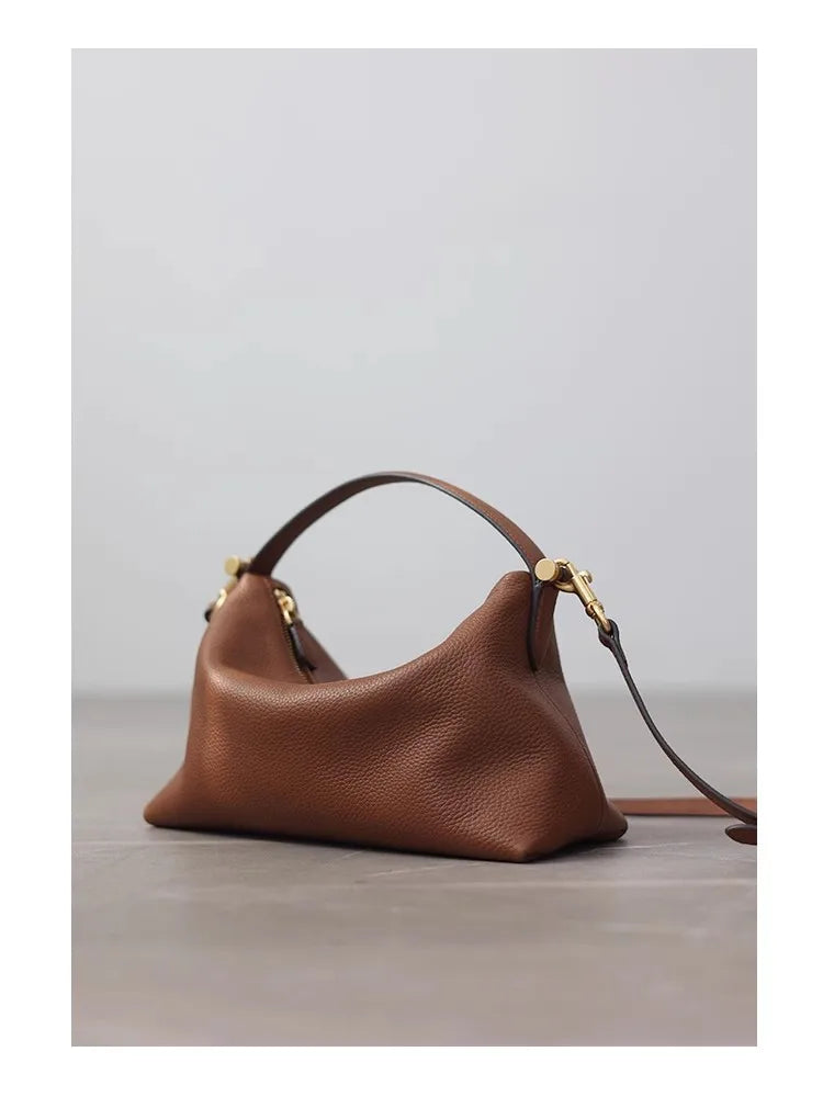 Pebbled Leather Crescent Bag