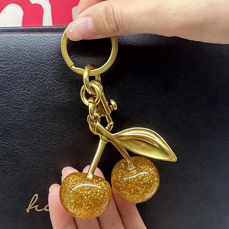 Sparkling Cherry Keychain Bag Charm