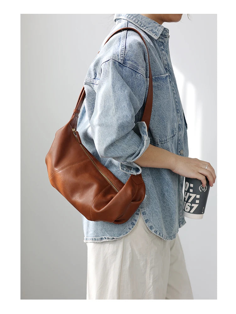 Leather Crescent Shoulder Bag