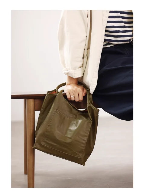 Leather Front Pocket Tote