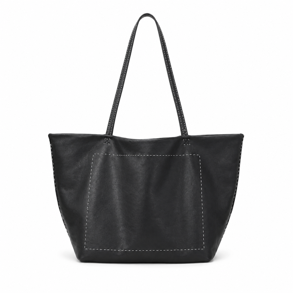 Leather Pocket Shoulder Tote