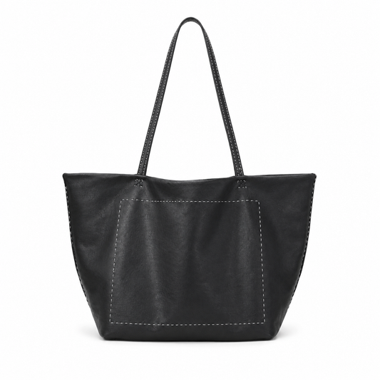 Leather Pocket Shoulder Tote