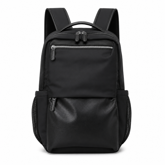 Laptop Nylon Leather Trim Backpack