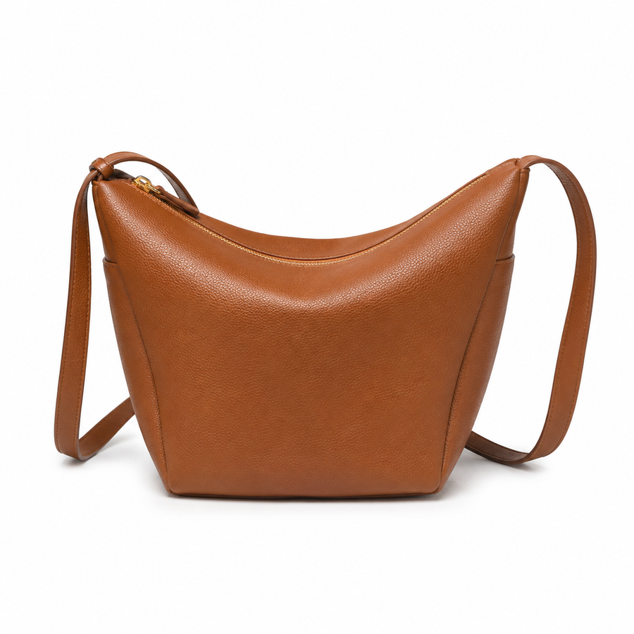 Curved Leather Shoulder Bag