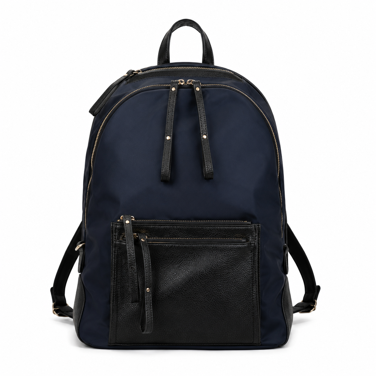 Nylon Leather Pocket Backpack