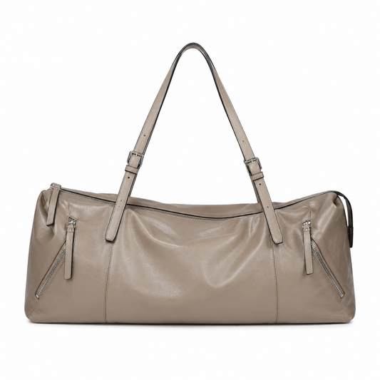 Leather Zip Shoulder Tote