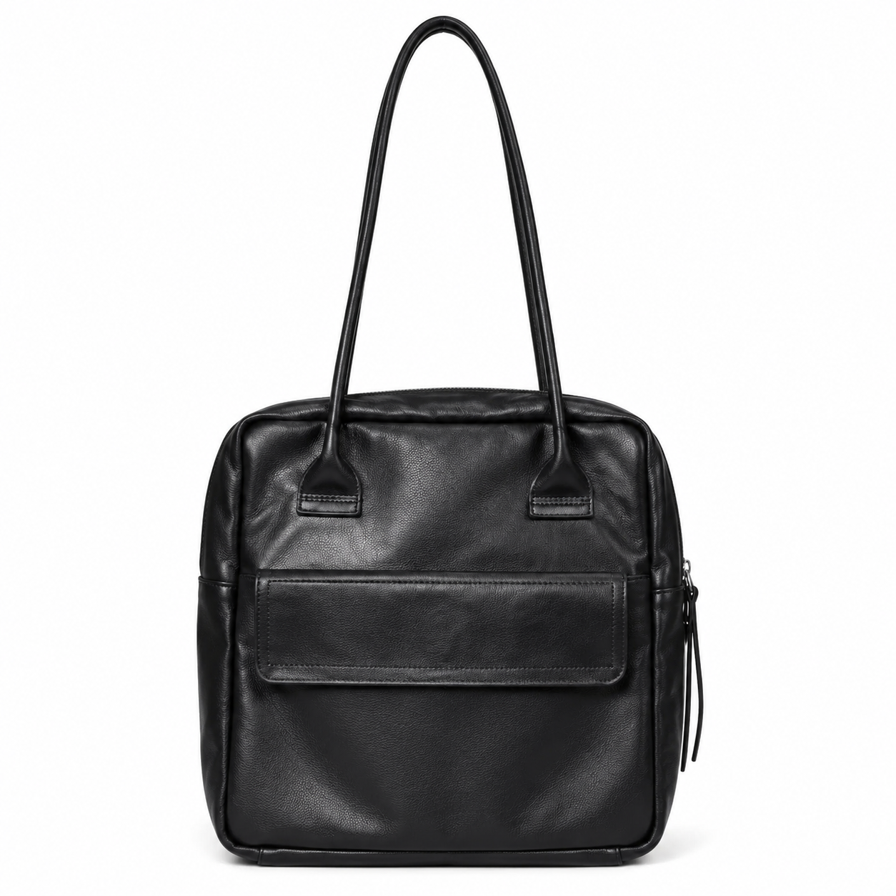 Leather Pocket Zip Tote