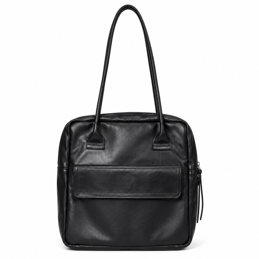 Leather Pocket Zip Tote
