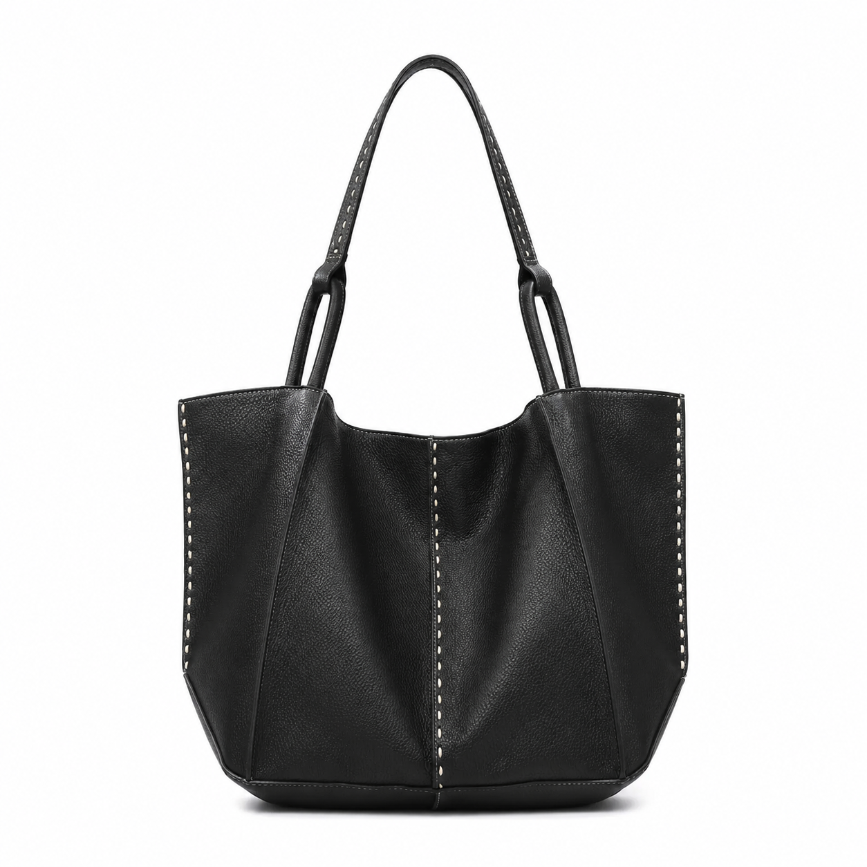 Studded Leather Shoulder Tote