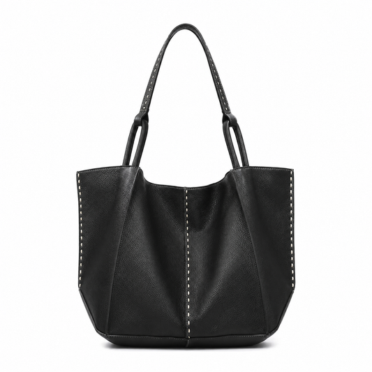 Studded Leather Shoulder Tote