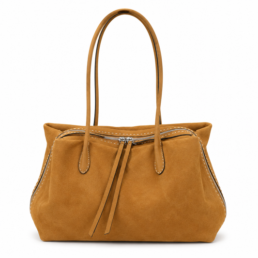 Suede Zip Shoulder Tote