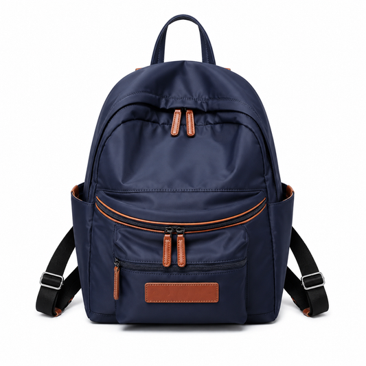 Nylon Leather Trim Travel Backpack