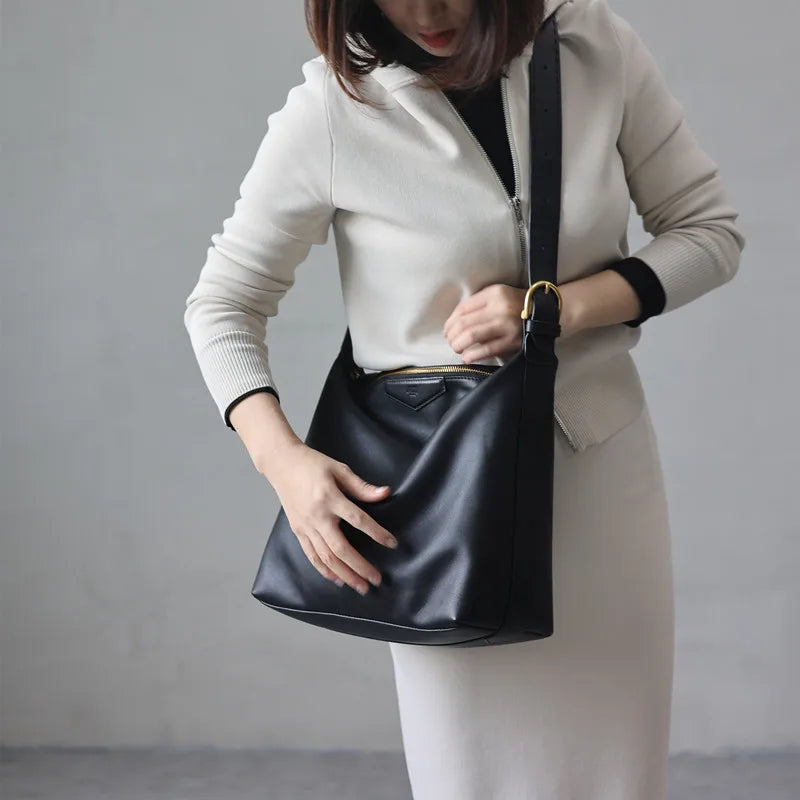 Leather Zip Shoulder Bag