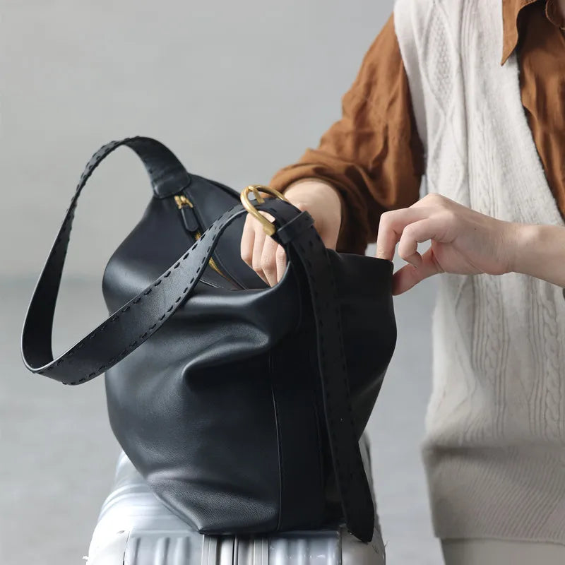 Leather Zip Shoulder Bag