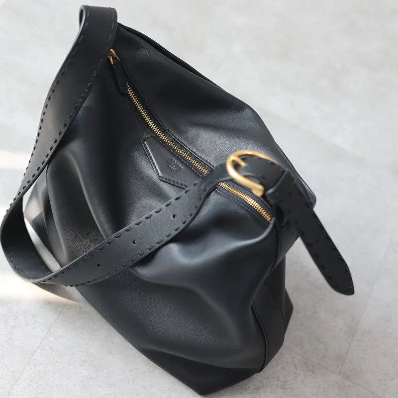 Leather Zip Shoulder Bag