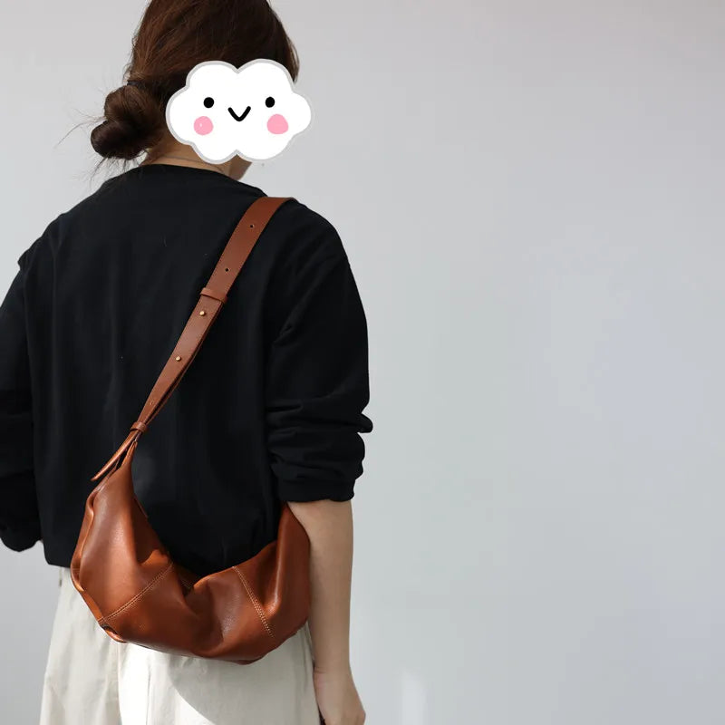 Leather Crescent Shoulder Bag
