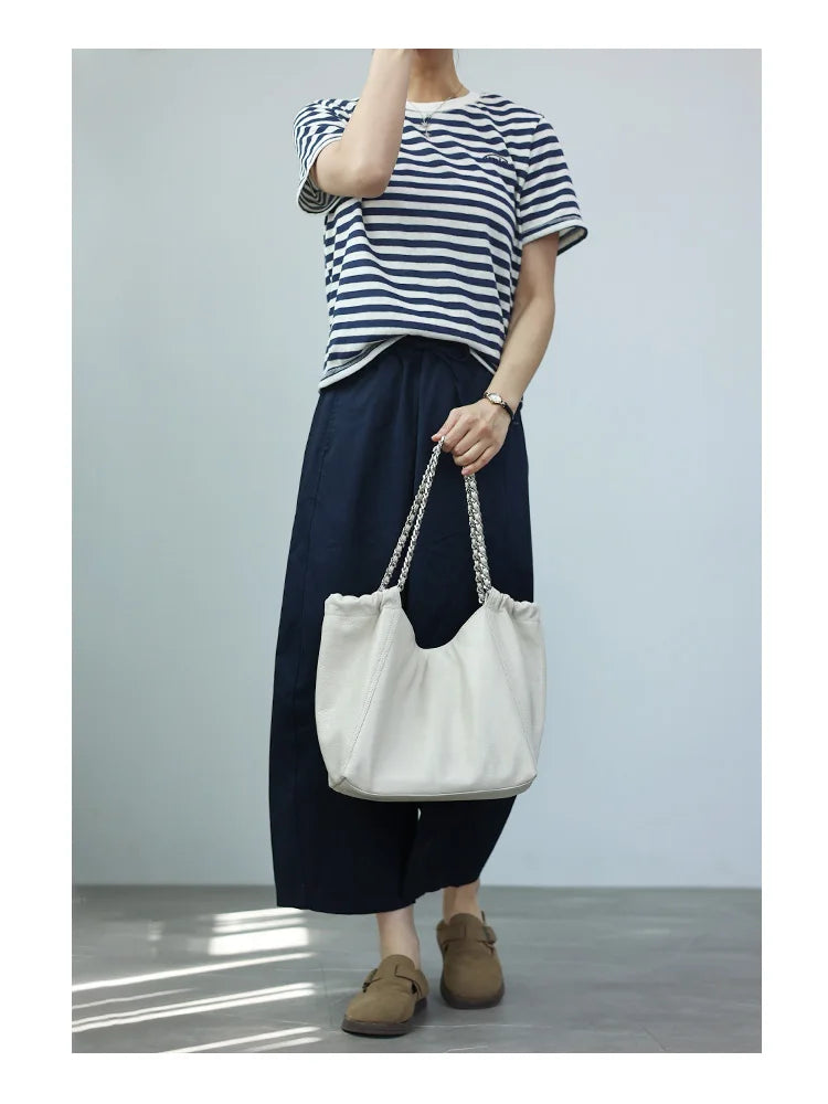 Leather Chain Shoulder Tote