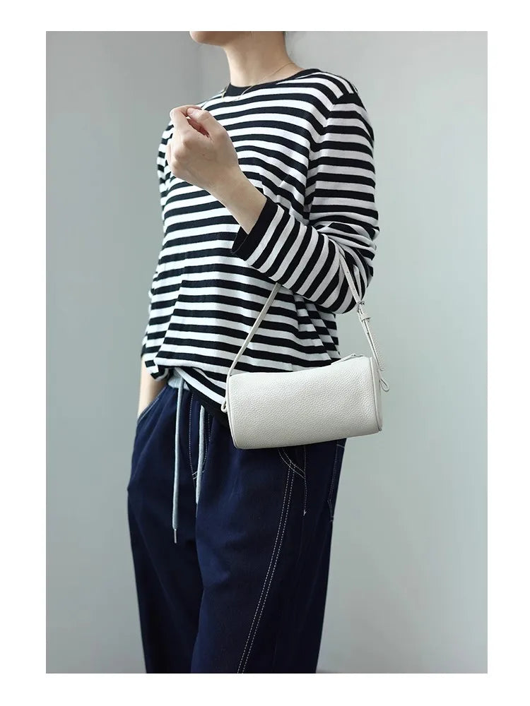 Leather Cylinder Shoulder Bag