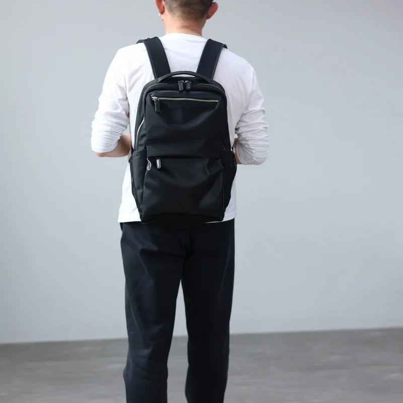 Laptop Nylon Leather Trim Backpack