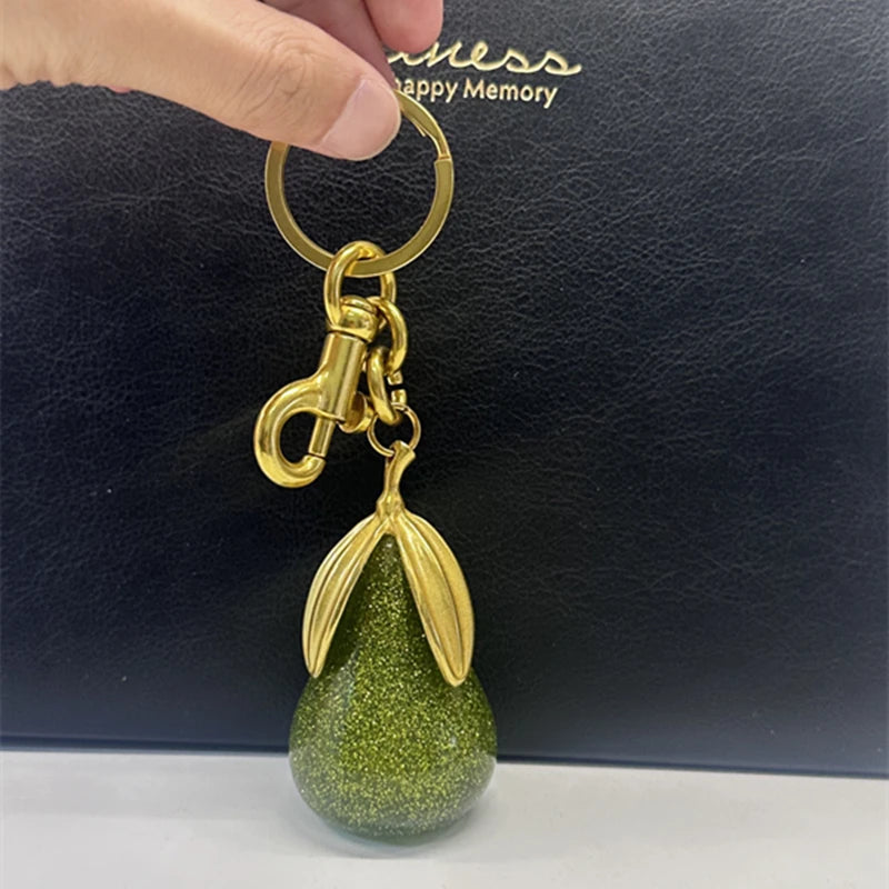 Crystal Pear Keychain Bag Charm