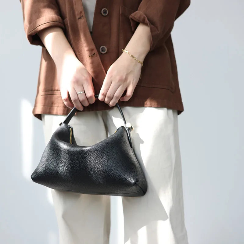 Pebbled Leather Crescent Bag