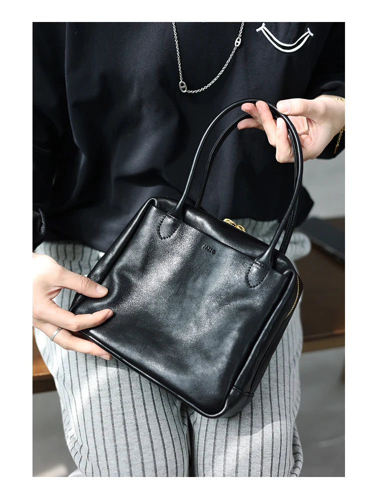 Leather Square Zip Tote