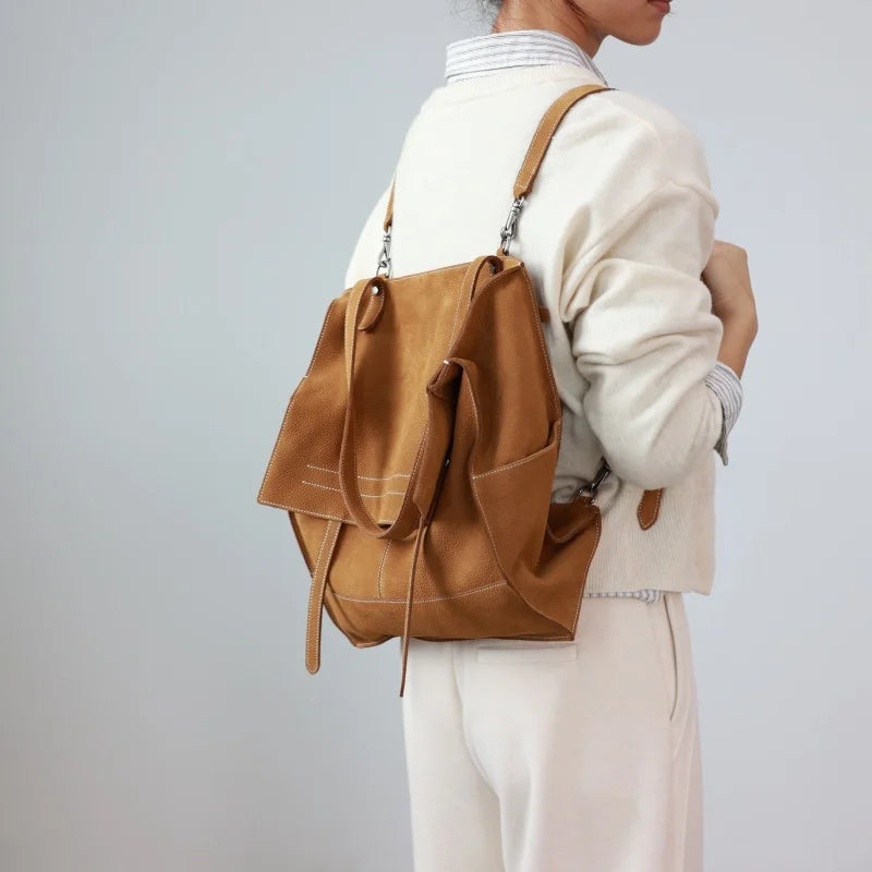 Leather Flap Commuter Backpack