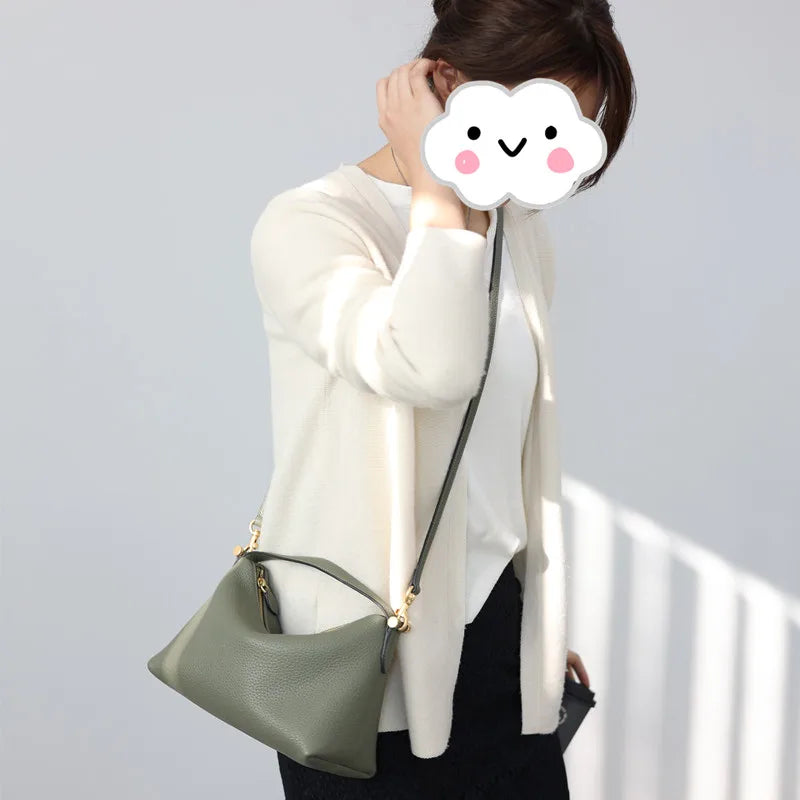 Pebbled Leather Crescent Bag