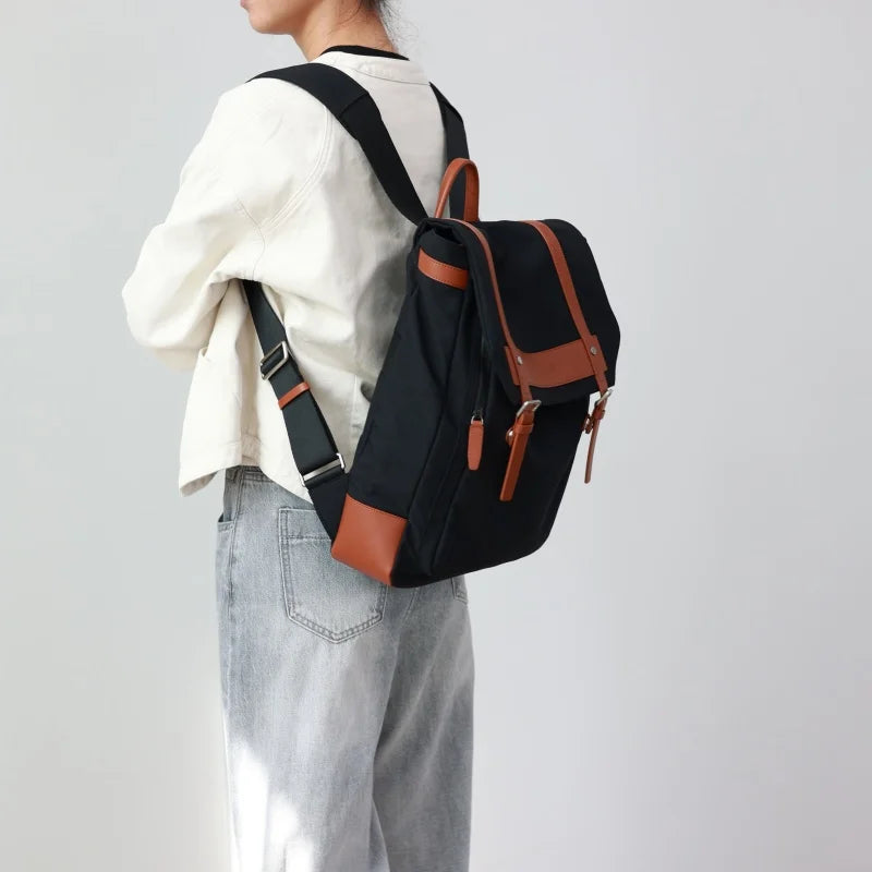 Canvas Leather Trim Commuter Backpack