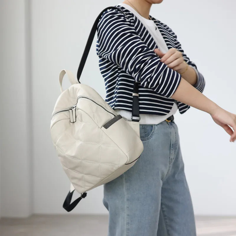 Quilted Leather Travel Backpack