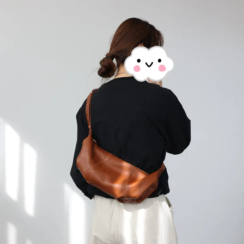 Leather Crescent Shoulder Bag