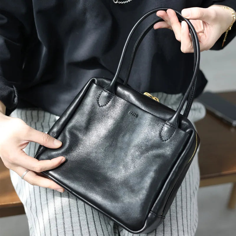 Leather Square Zip Tote