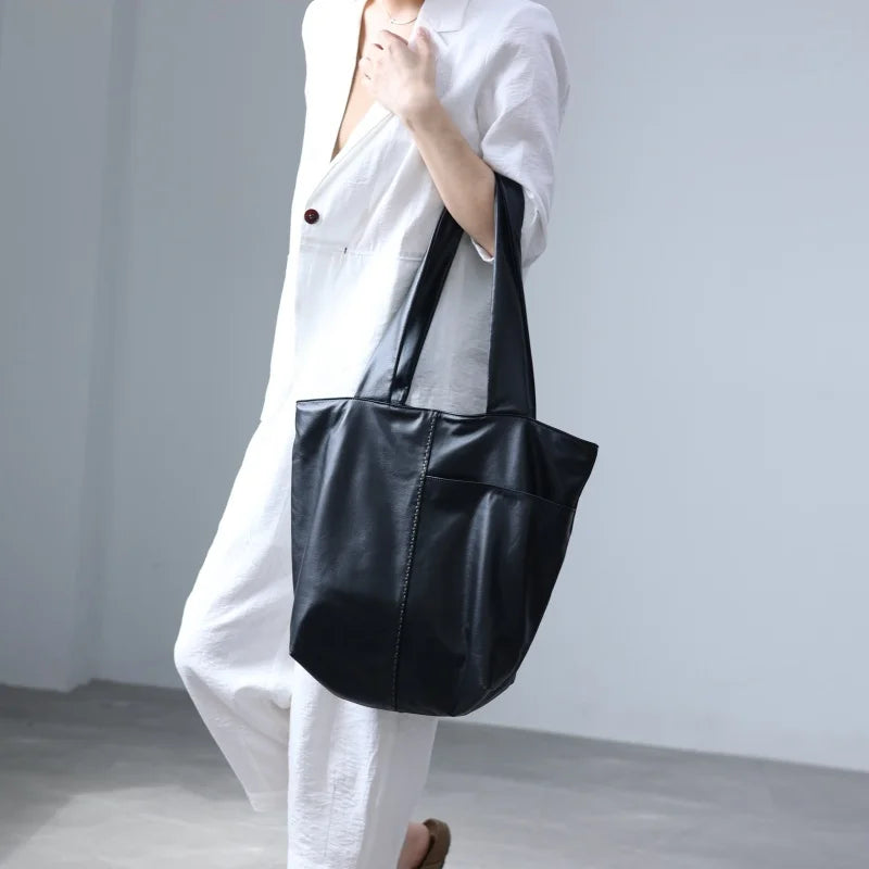 Large Leather Shoulder Tote