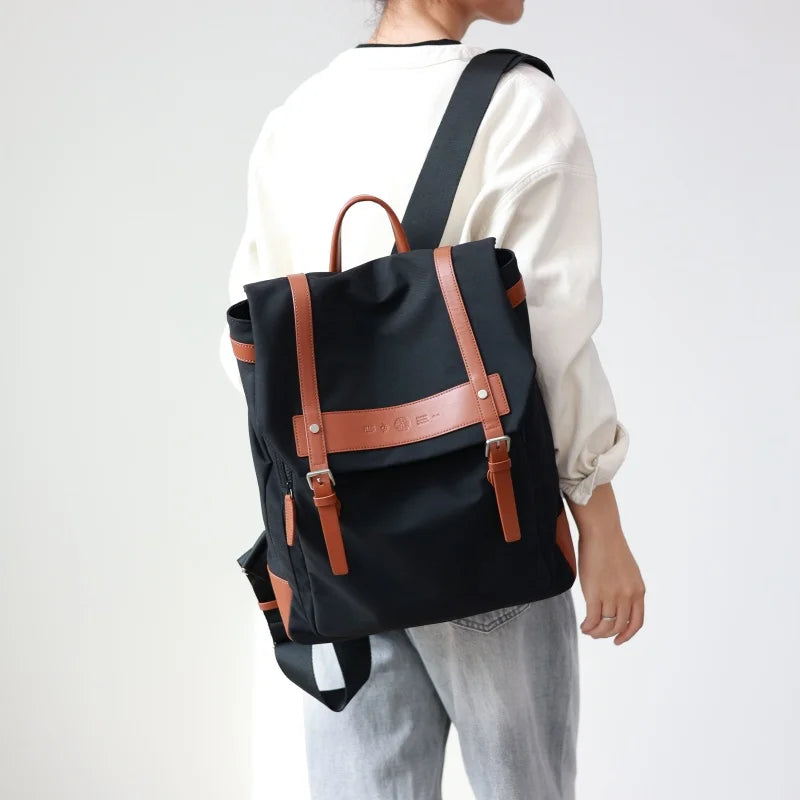 Canvas Leather Trim Commuter Backpack