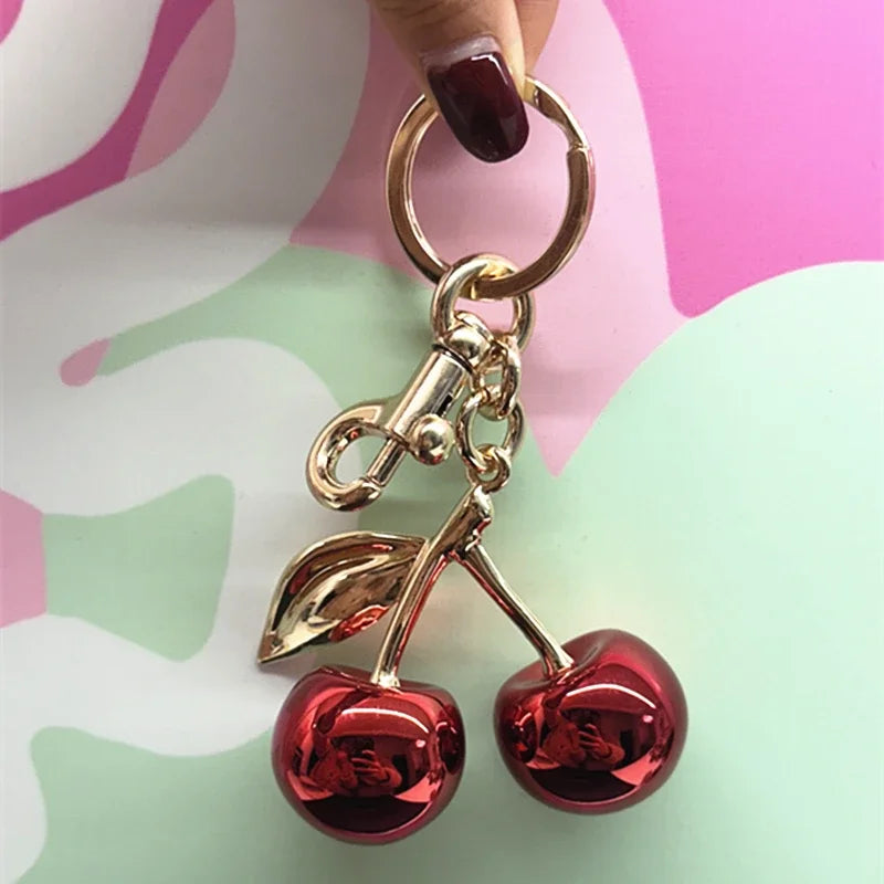 Glossy Cherry Keychain Bag Charm
