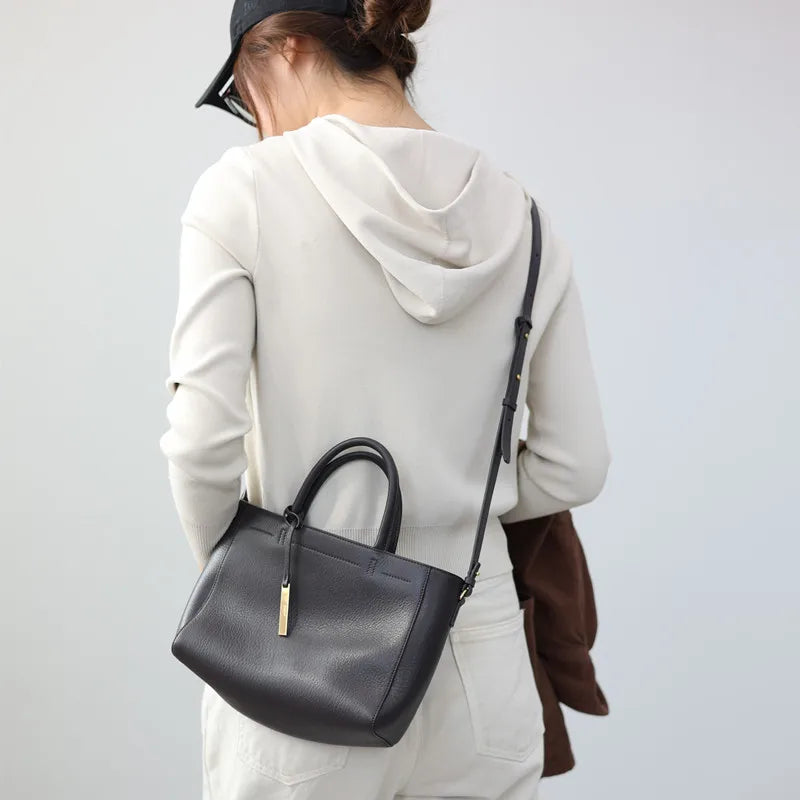 Pebbled Leather Crossbody Tote