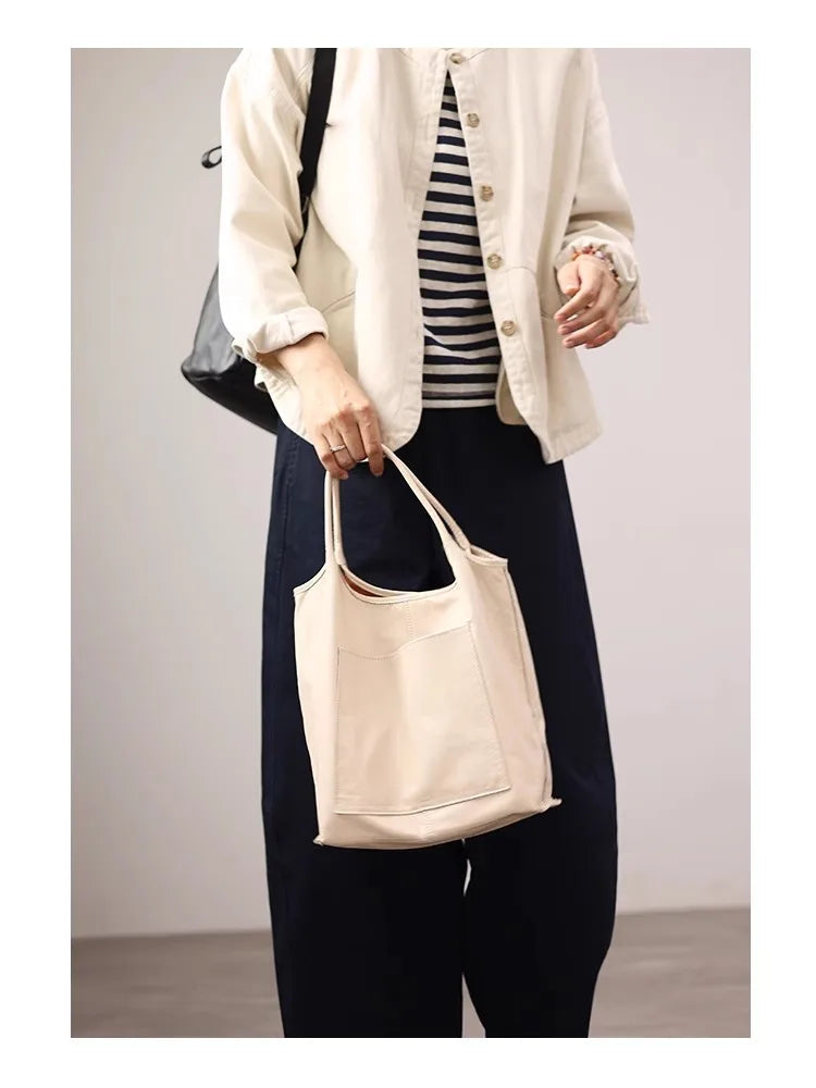 Leather Front Pocket Tote