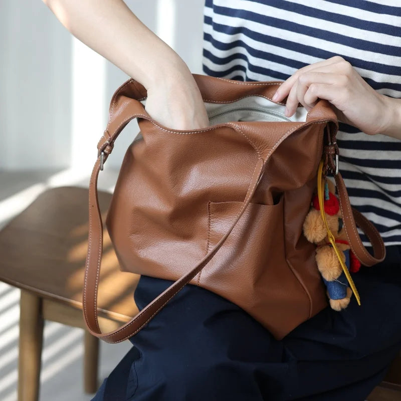 Leather Hobo Shoulder Tote