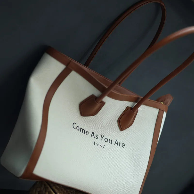 Canvas Leather Trim Tote