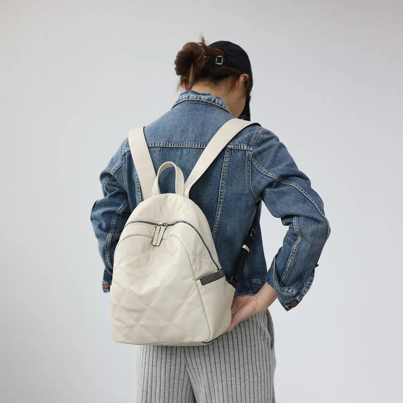 Quilted Leather Travel Backpack