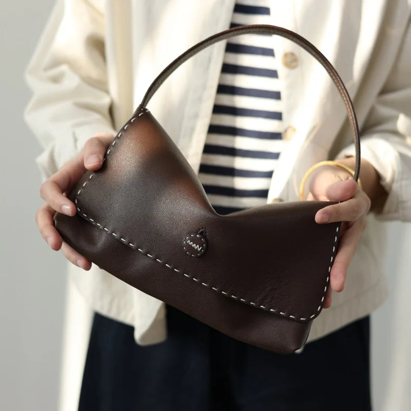 Stitched Leather Shoulder Bag