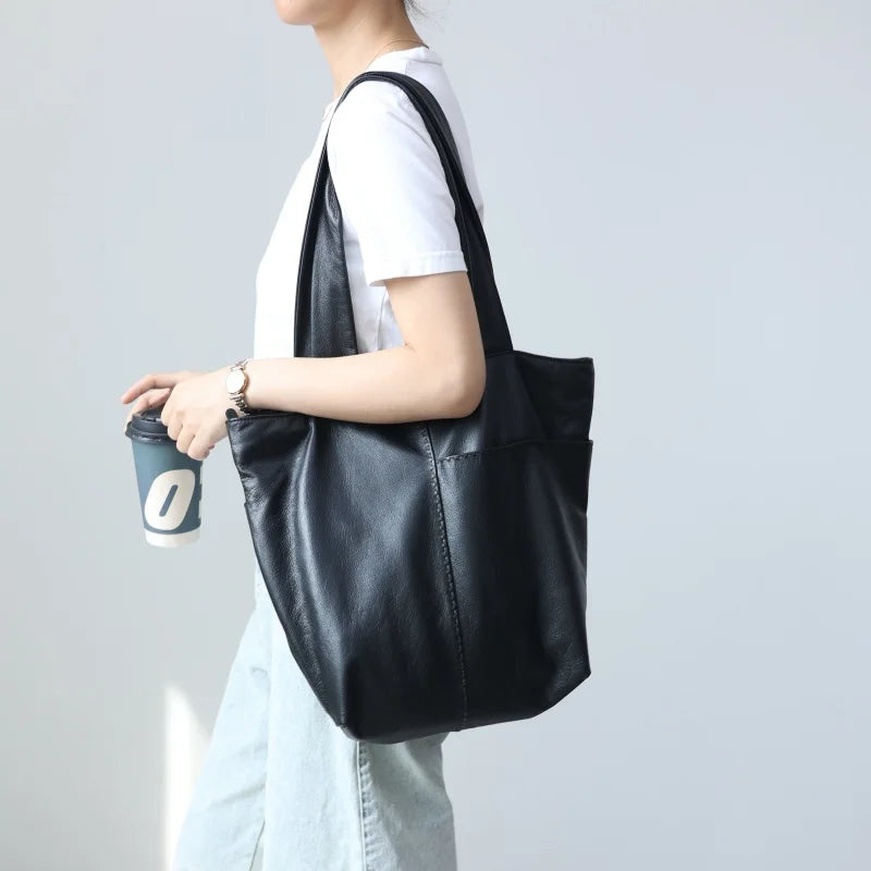 Large Leather Shoulder Tote