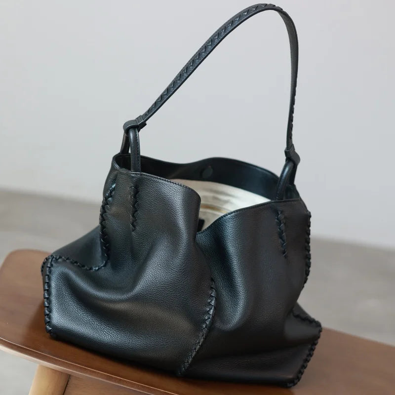 Woven Leather Shoulder Tote
