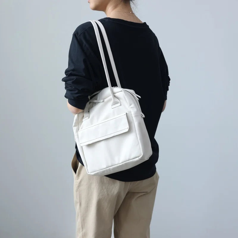 Leather Pocket Zip Tote