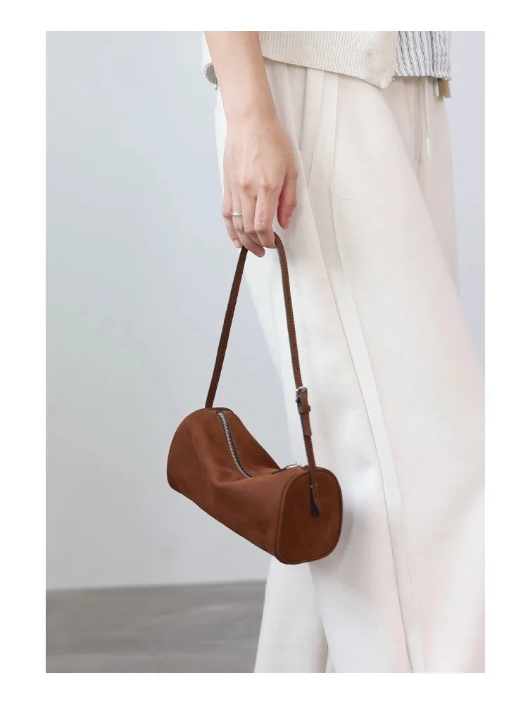 Leather Cylinder Shoulder Bag