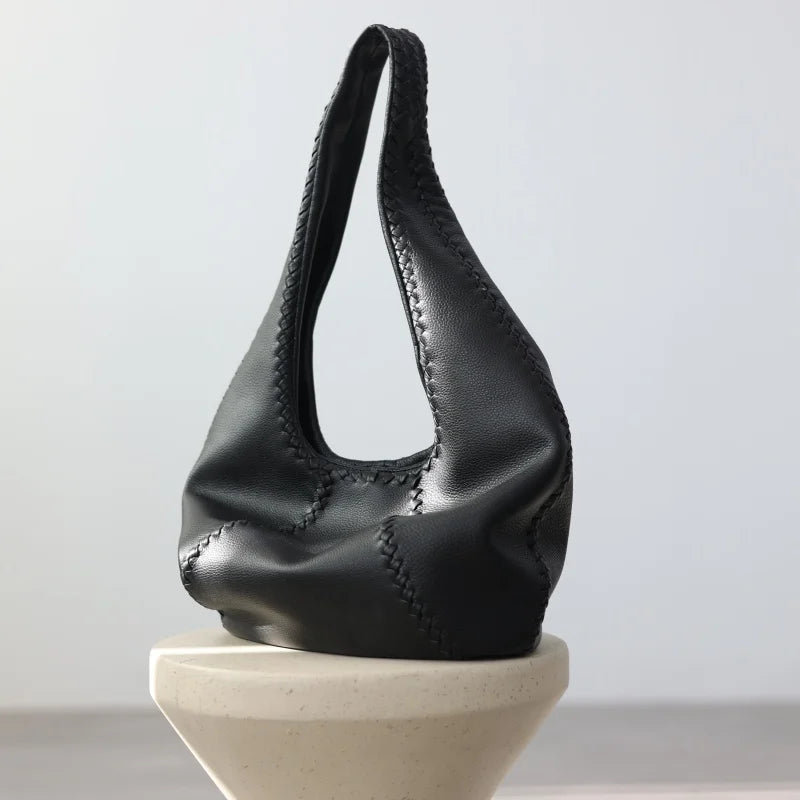 Woven Leather Hobo Bag