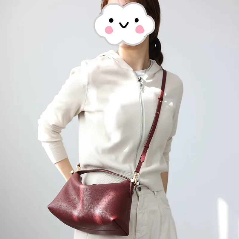 Pebbled Leather Crescent Bag
