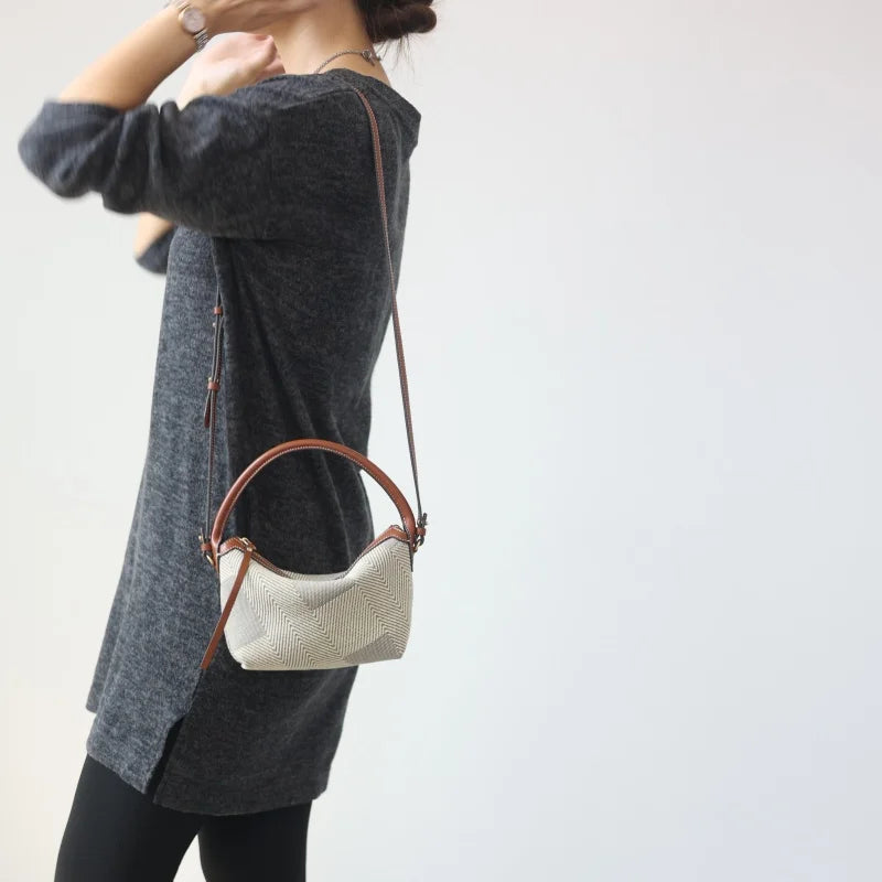Striped Canvas Mini Crossbody Bag