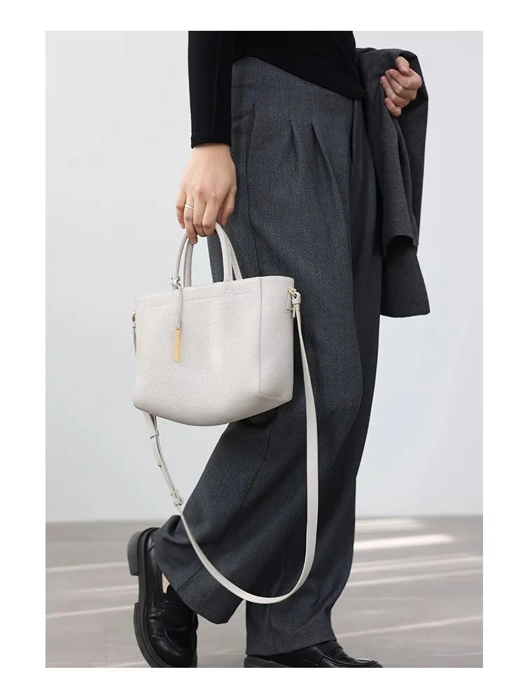 Pebbled Leather Crossbody Tote