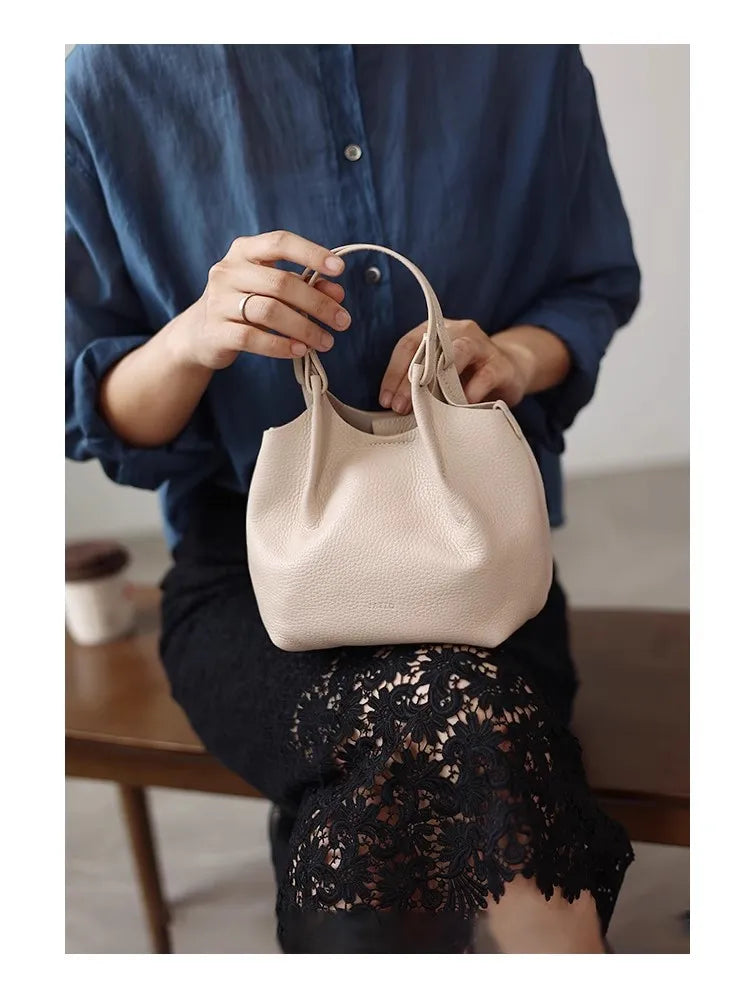 Pebbled Leather Crossbody Tote Bag